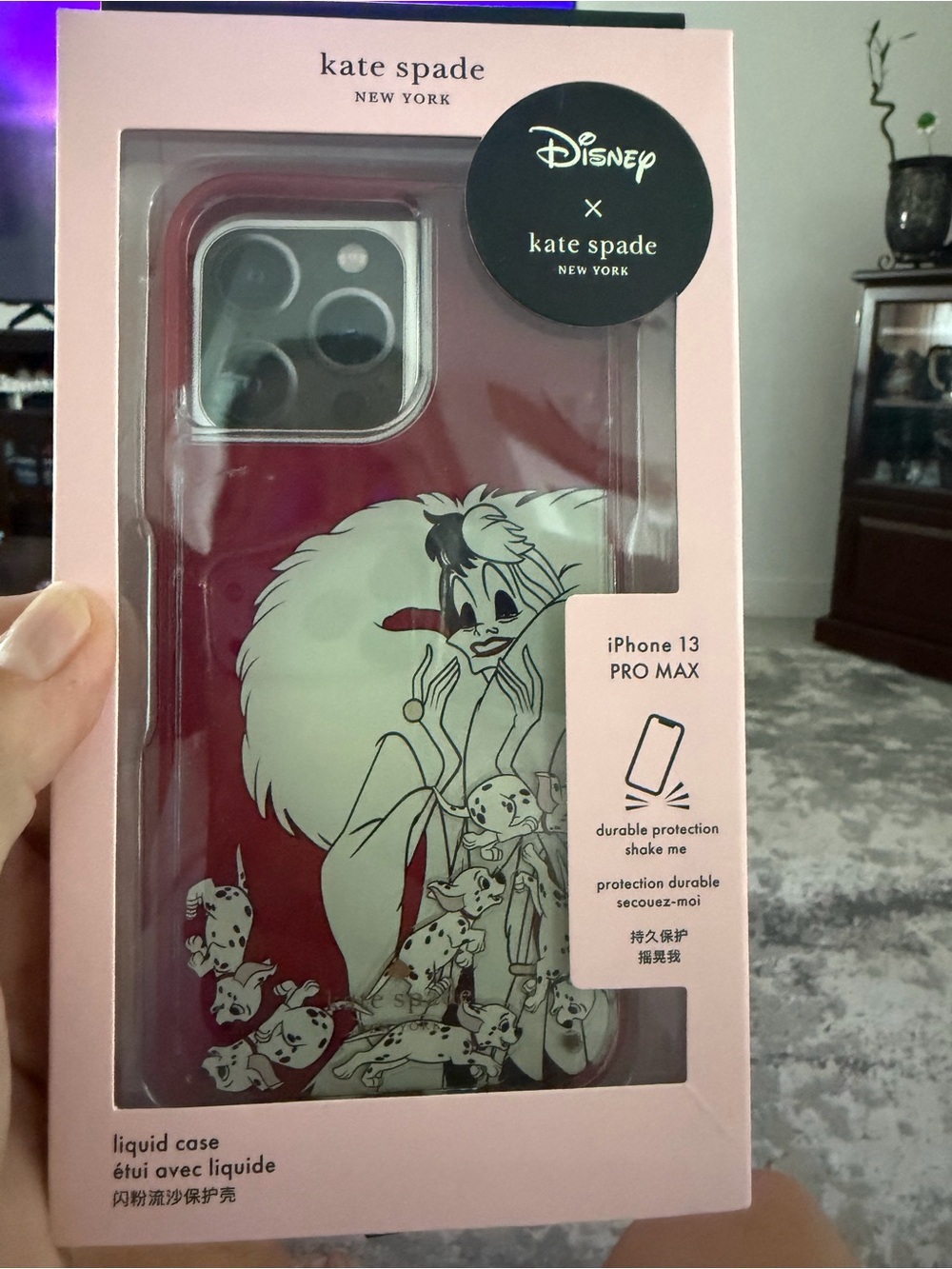 kate spade Disney Cruella Burgundy Liquid iPhone 13 Pro Max Case